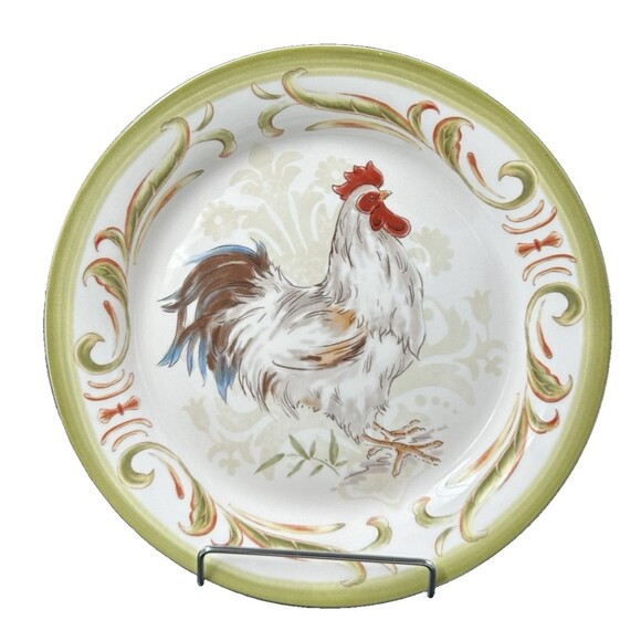 Pier 1 Imports Ironstone Rooster Dessert Salad Plates Set of 4 Colors Patterns - Picture 7 of 12